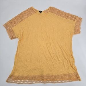 Hannah Mustard Lace Accent Blouse Size 1X NWOT